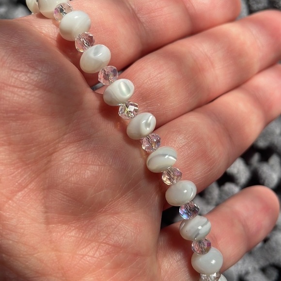 Natural Shell Bead Flat Round Mother of Pearl Rondelle crystal spacers New 7 1/2 - Picture 7 of 10